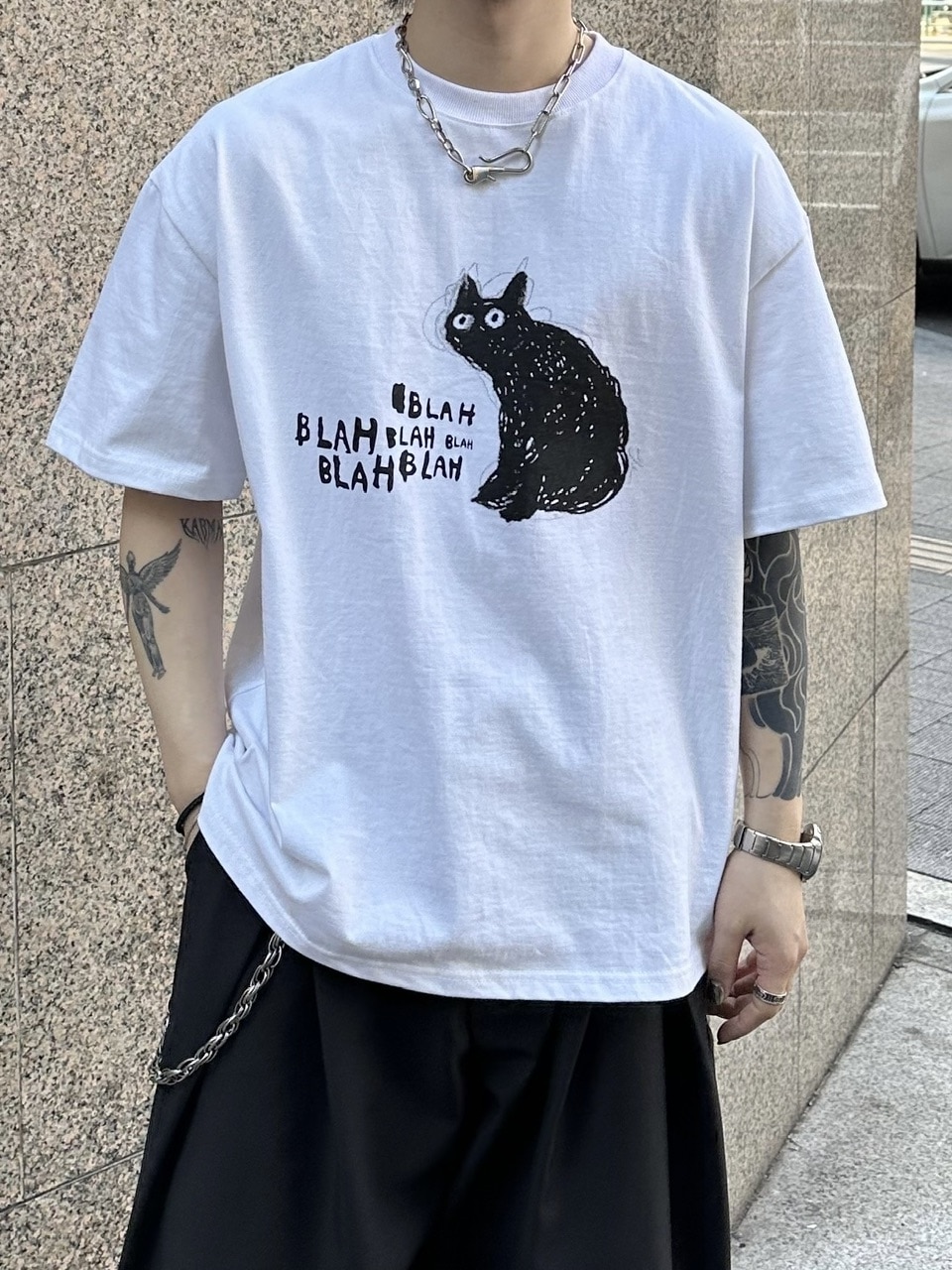 大阪店WEB限定【Chikashitsu +】heavy weight cat t-shirt (2color)