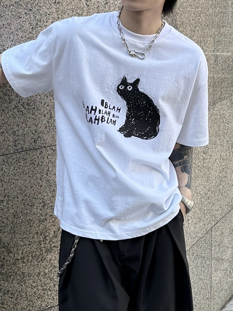 大阪店WEB限定【Chikashitsu +】heavy weight cat t-shirt (2color)