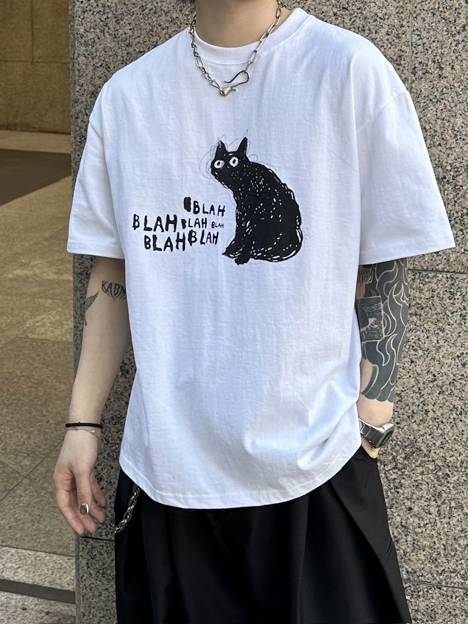 大阪店WEB限定【Chikashitsu +】heavy weight cat t-shirt (2color)