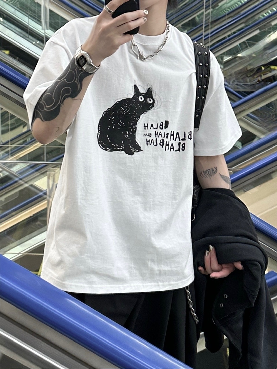 大阪店WEB限定【Chikashitsu +】heavy weight cat t-shirt (2color)
