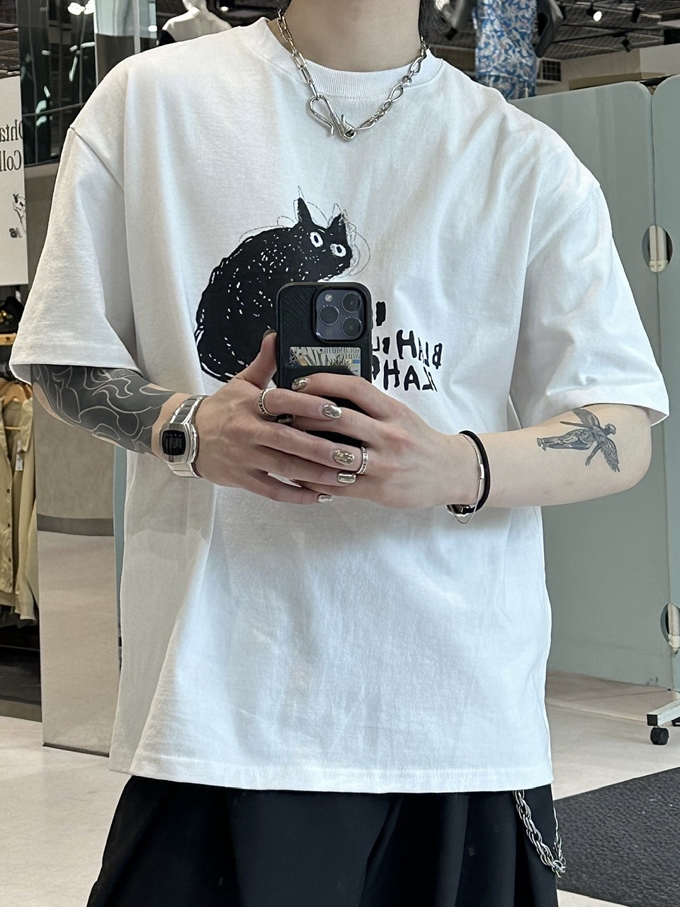 大阪店WEB限定【Chikashitsu +】heavy weight cat t-shirt (2color)