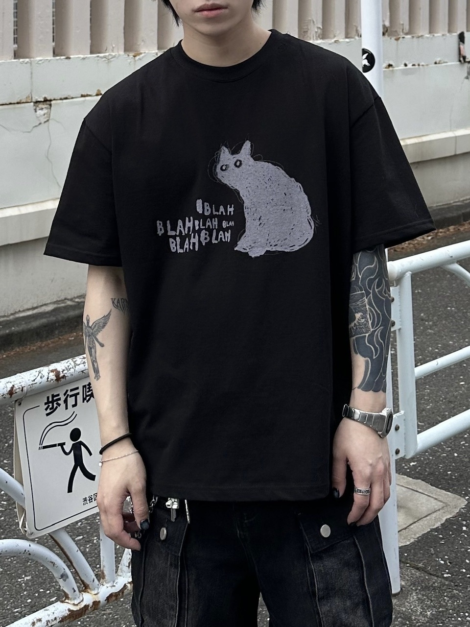大阪店WEB限定【Chikashitsu +】heavy weight cat t-shirt (2color)