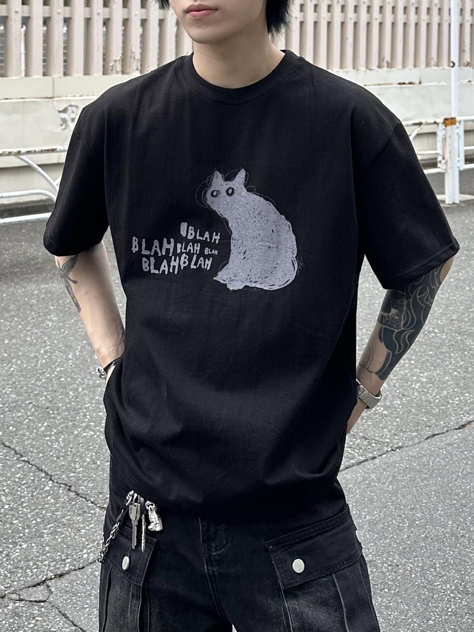 大阪店WEB限定【Chikashitsu +】heavy weight cat t-shirt (2color)
