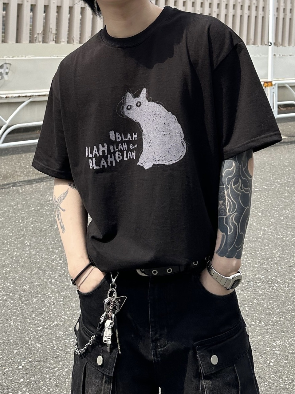 大阪店WEB限定【Chikashitsu +】heavy weight cat t-shirt (2color)