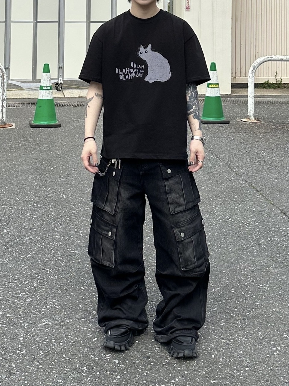 大阪店WEB限定【Chikashitsu +】heavy weight cat t-shirt (2color)