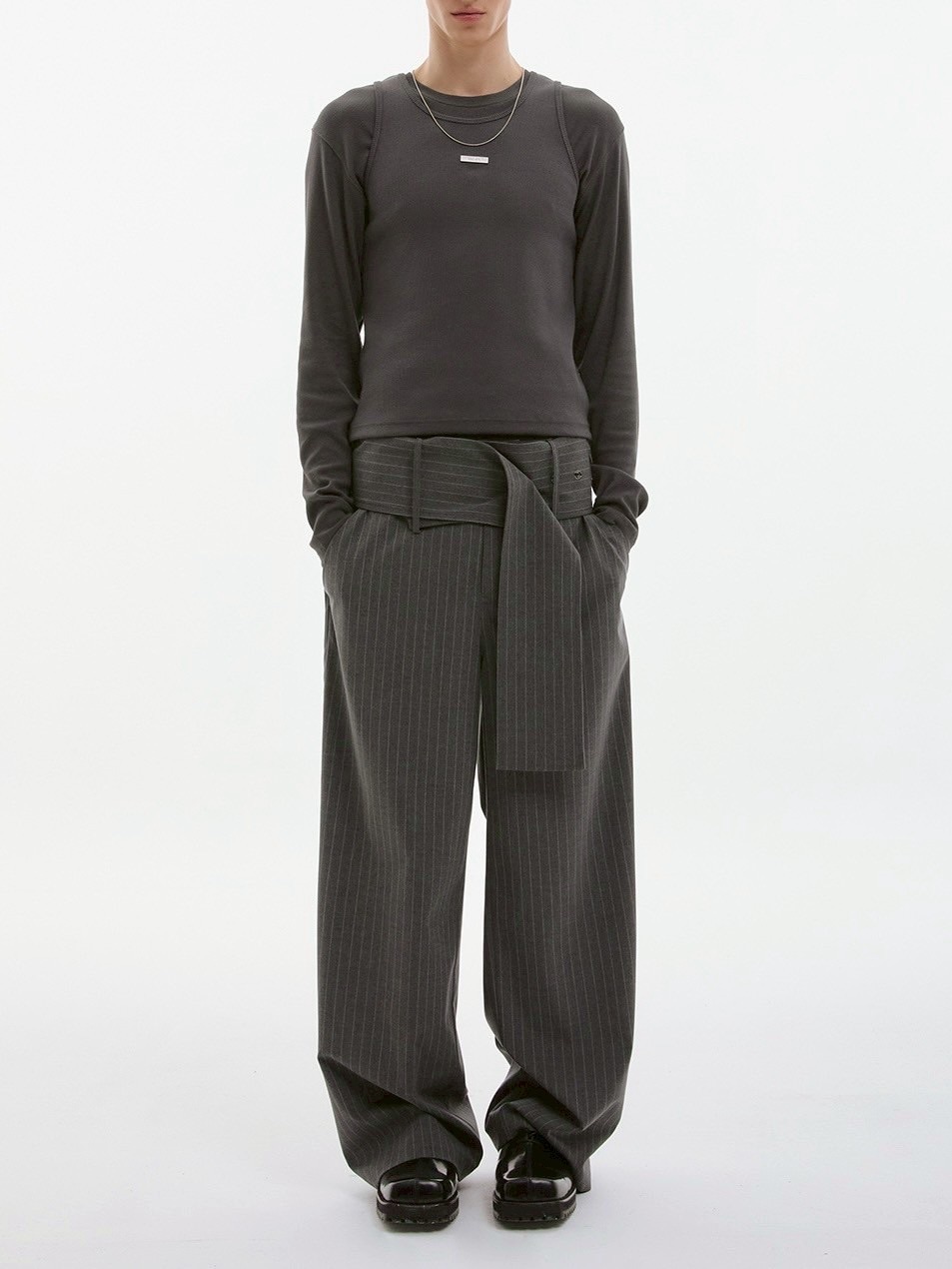 【ESC STUDIO】spacious belt pants/ 【イーエスシーステュディオ】スペイシャスベルトパンツ