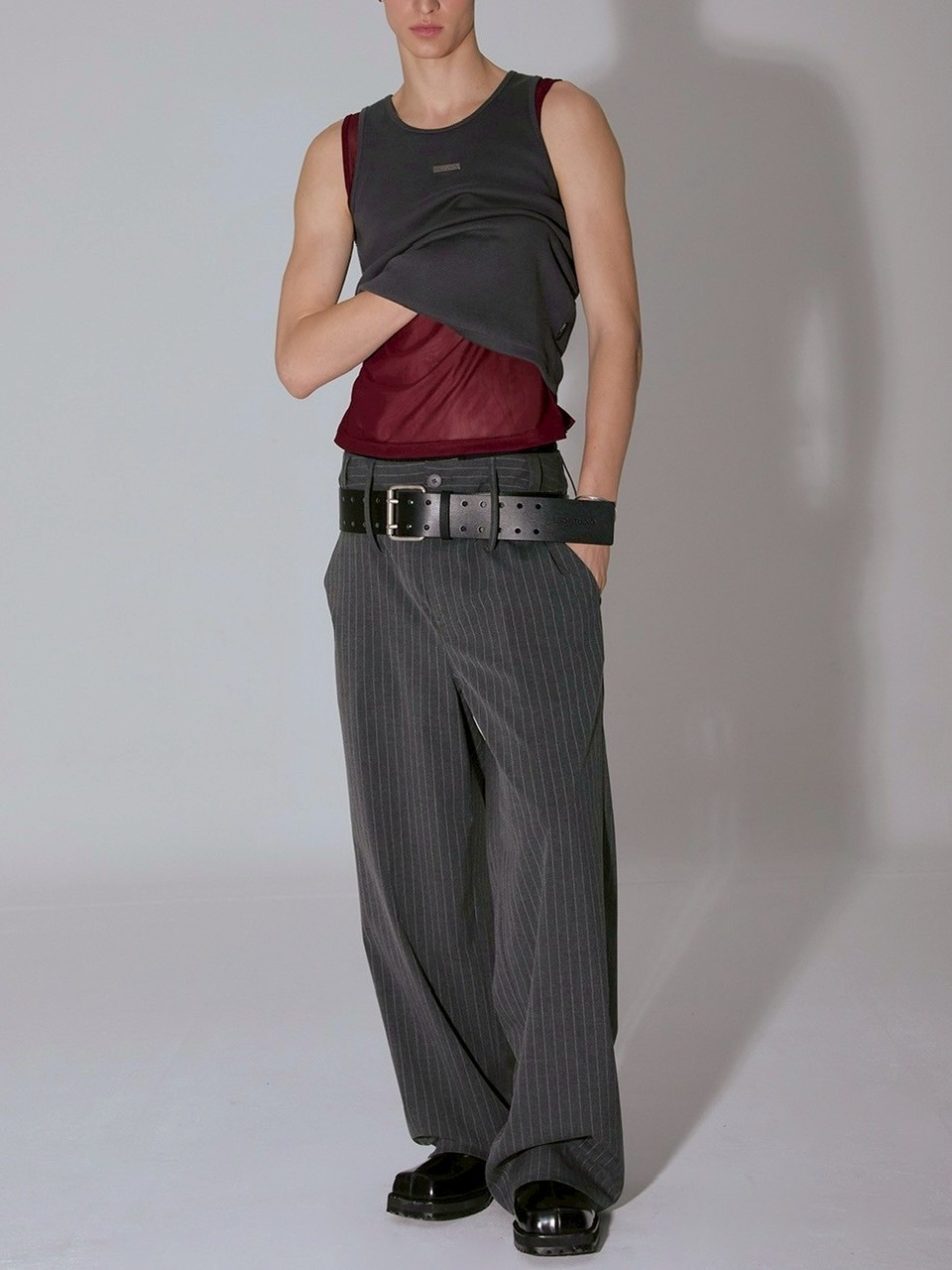 【ESC STUDIO】spacious belt pants/ 【イーエスシーステュディオ】スペイシャスベルトパンツ