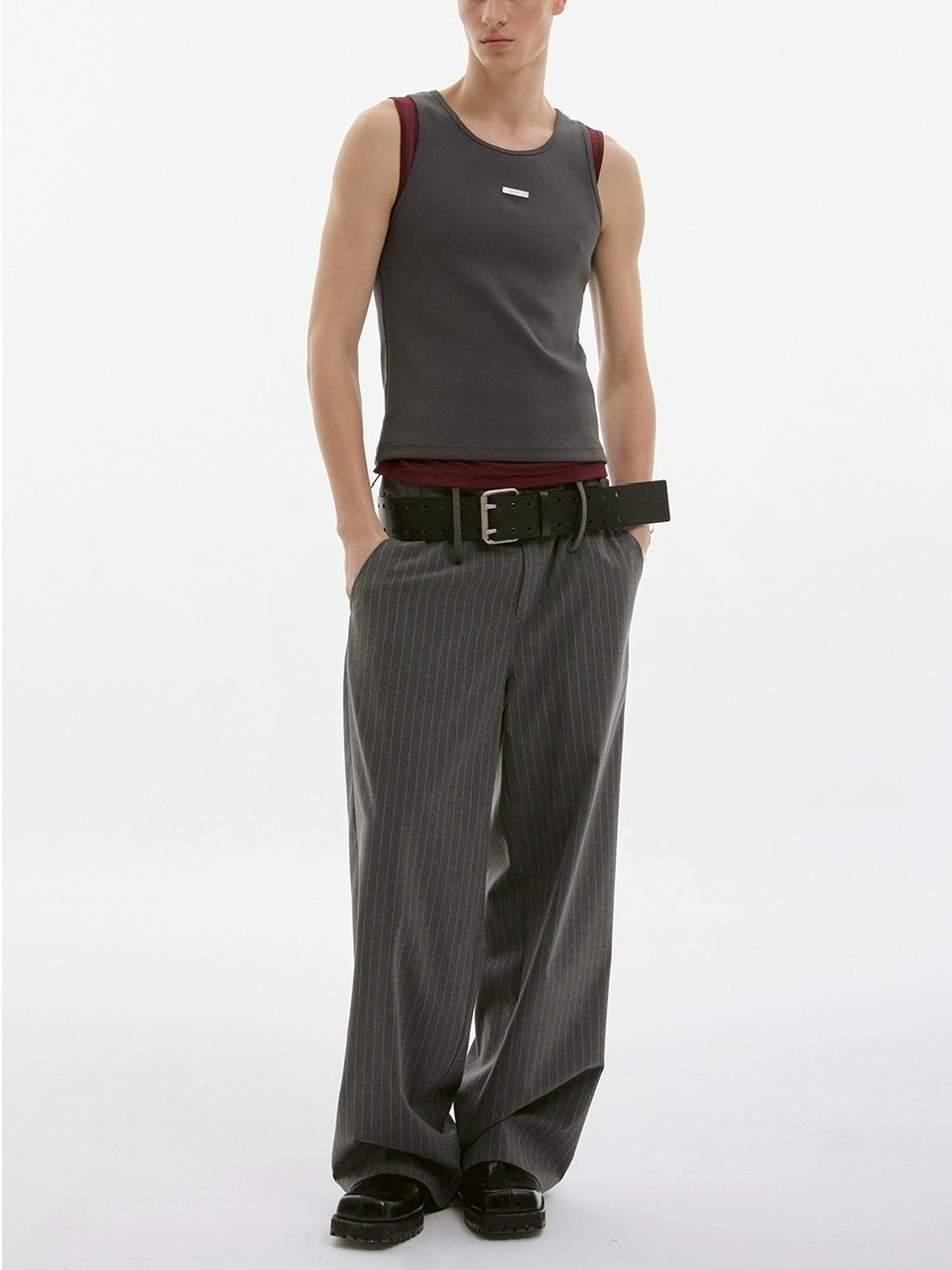 【ESC STUDIO】spacious belt pants/ 【イーエスシーステュディオ】スペイシャスベルトパンツ