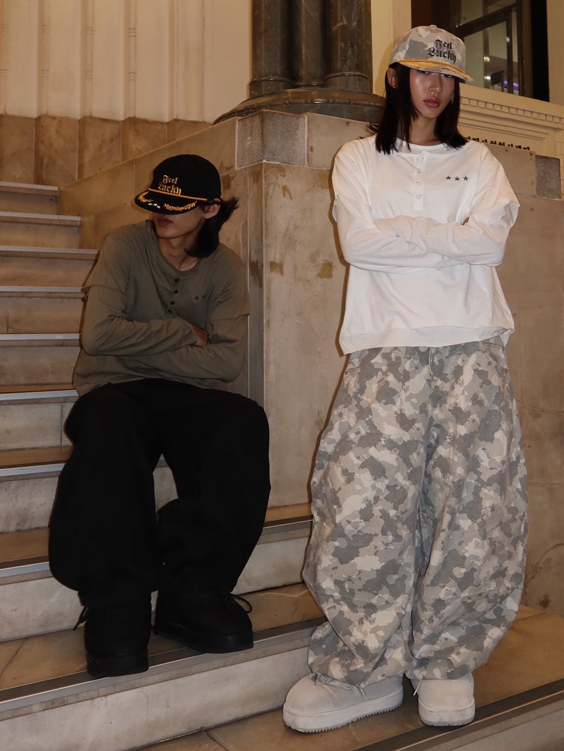 IFEELLUCKY】Layered cross long sleeve / 【アイフィールラッキー