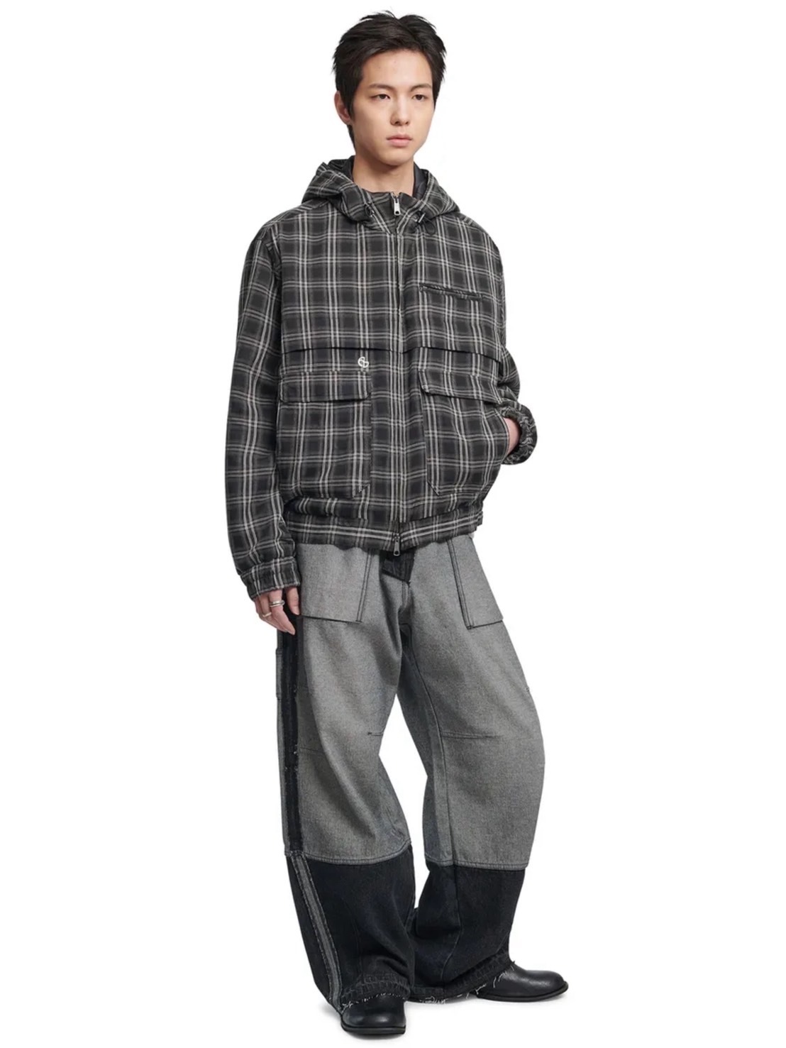 【NOMANUAL】CHECK HOODED JACKET