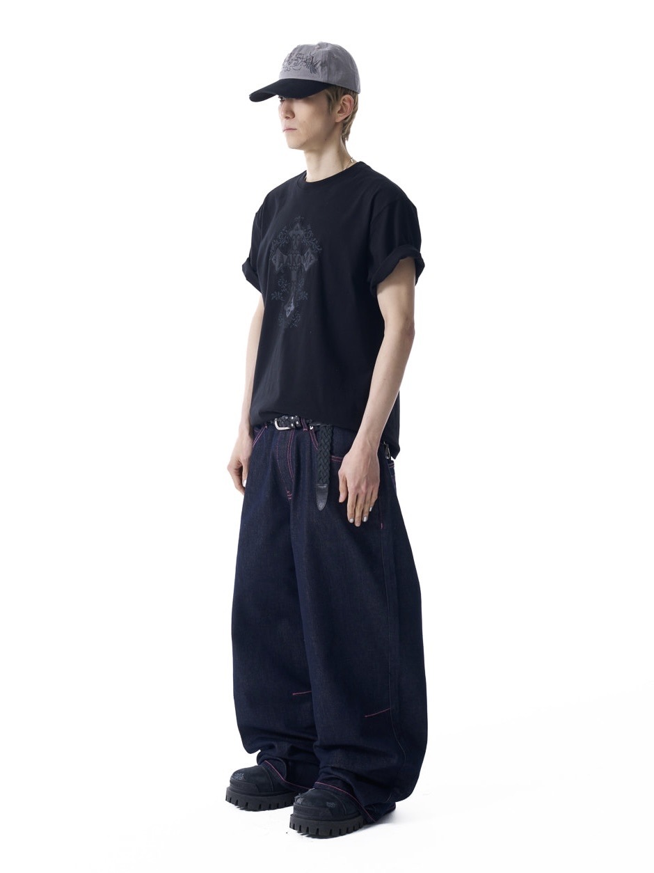 【AAKAM】Stitched Denim Pants