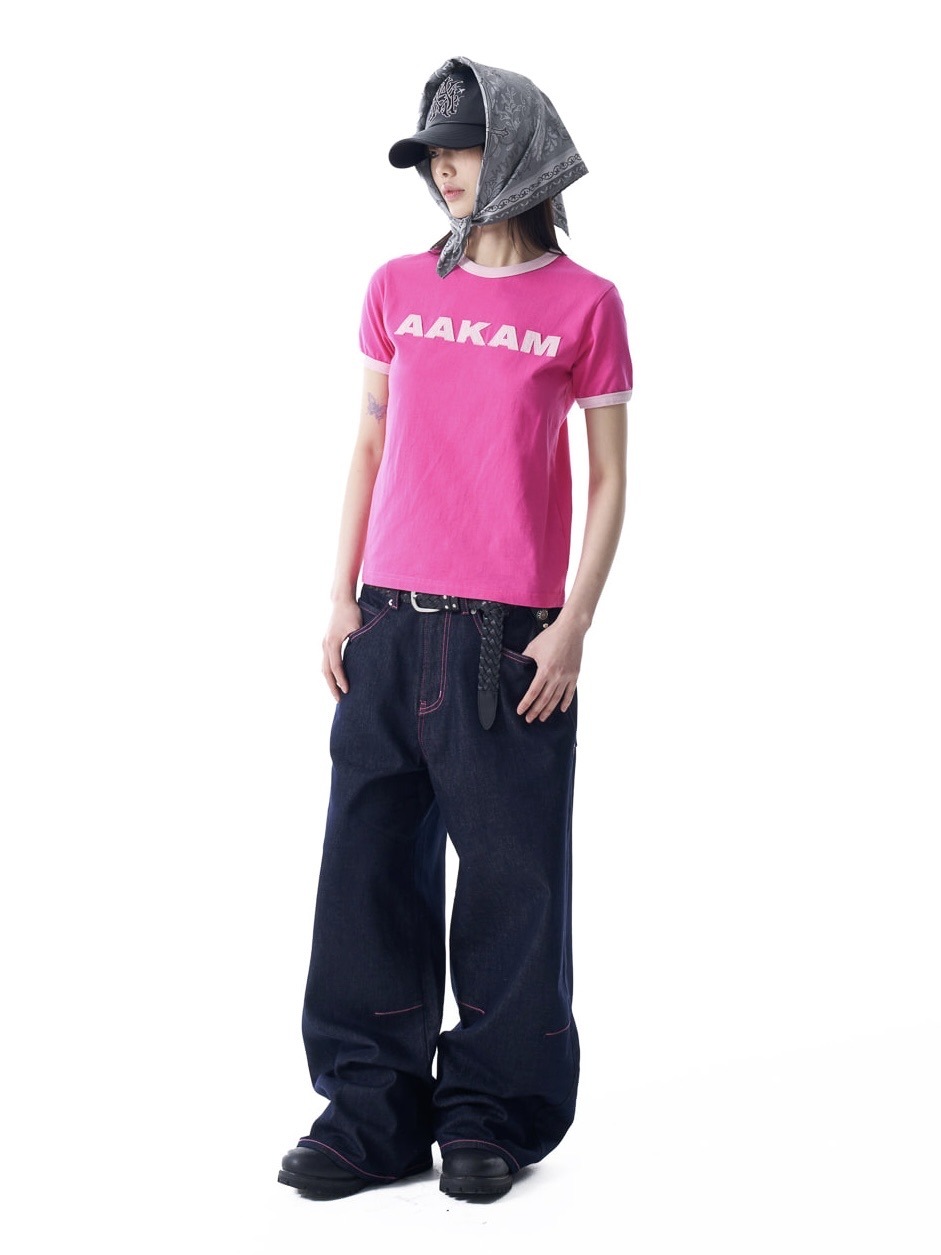【AAKAM】Stitched Denim Pants