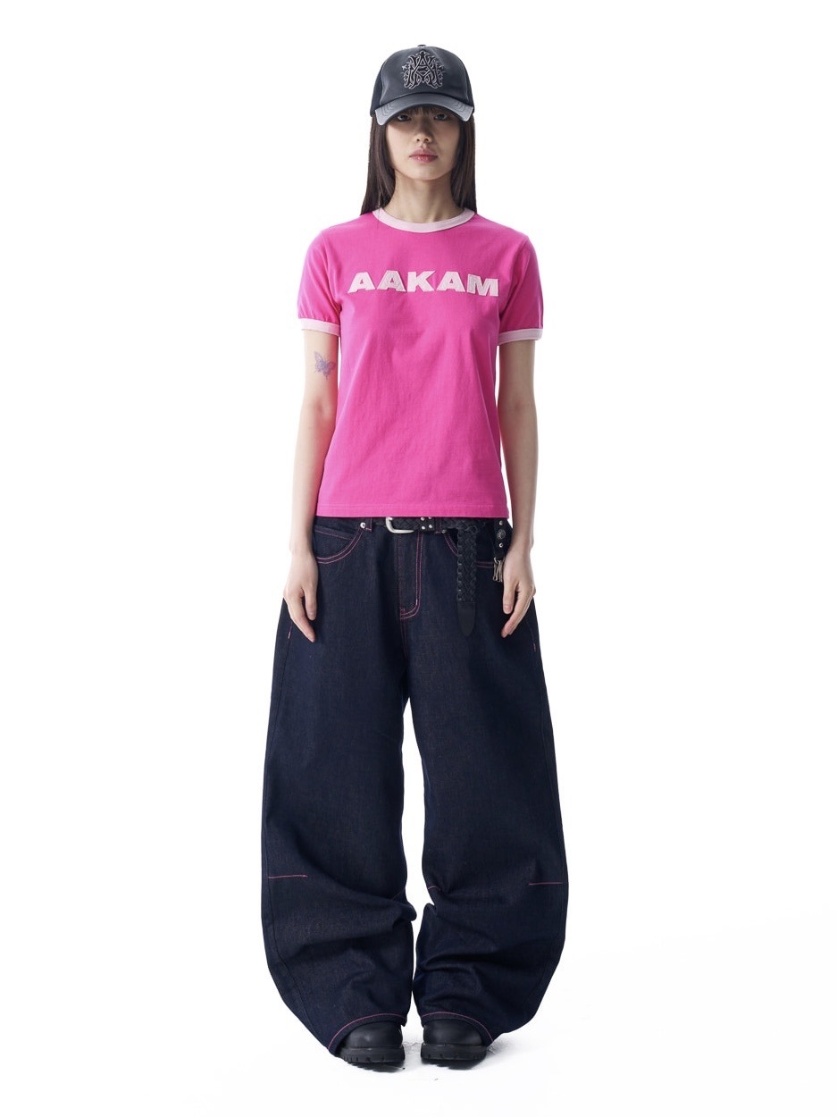 【AAKAM】Stitched Denim Pants