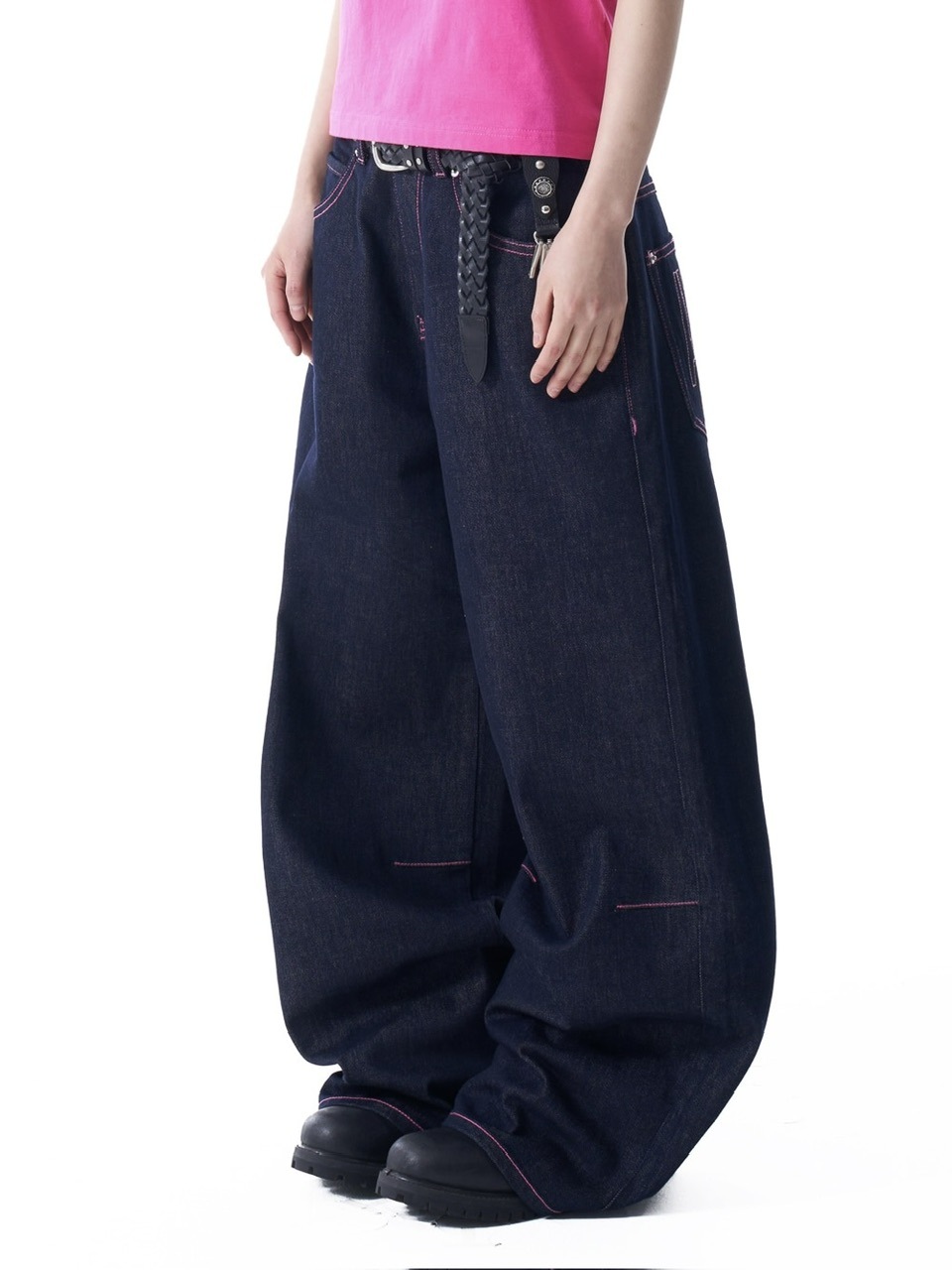 【AAKAM】Stitched Denim Pants