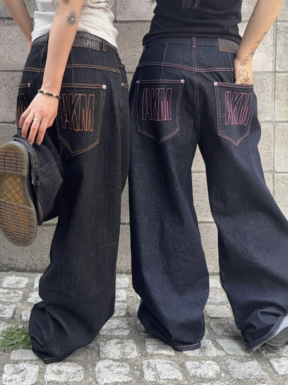 【AAKAM】Stitched Denim Pants