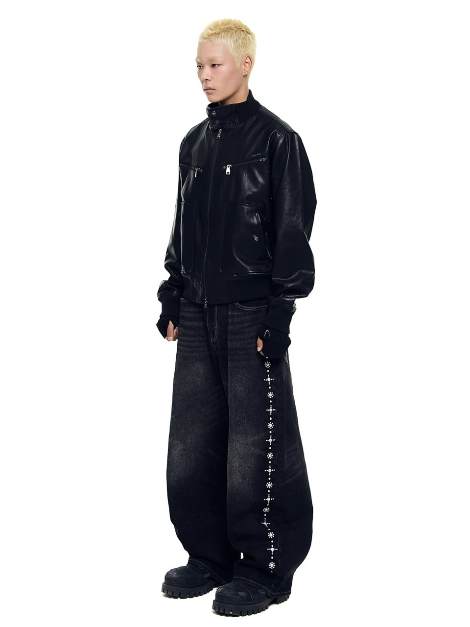 AAKAM】High-Neck Leather Jacket | OUR BRAND,AAKAM | PRESSING WEB SHOP