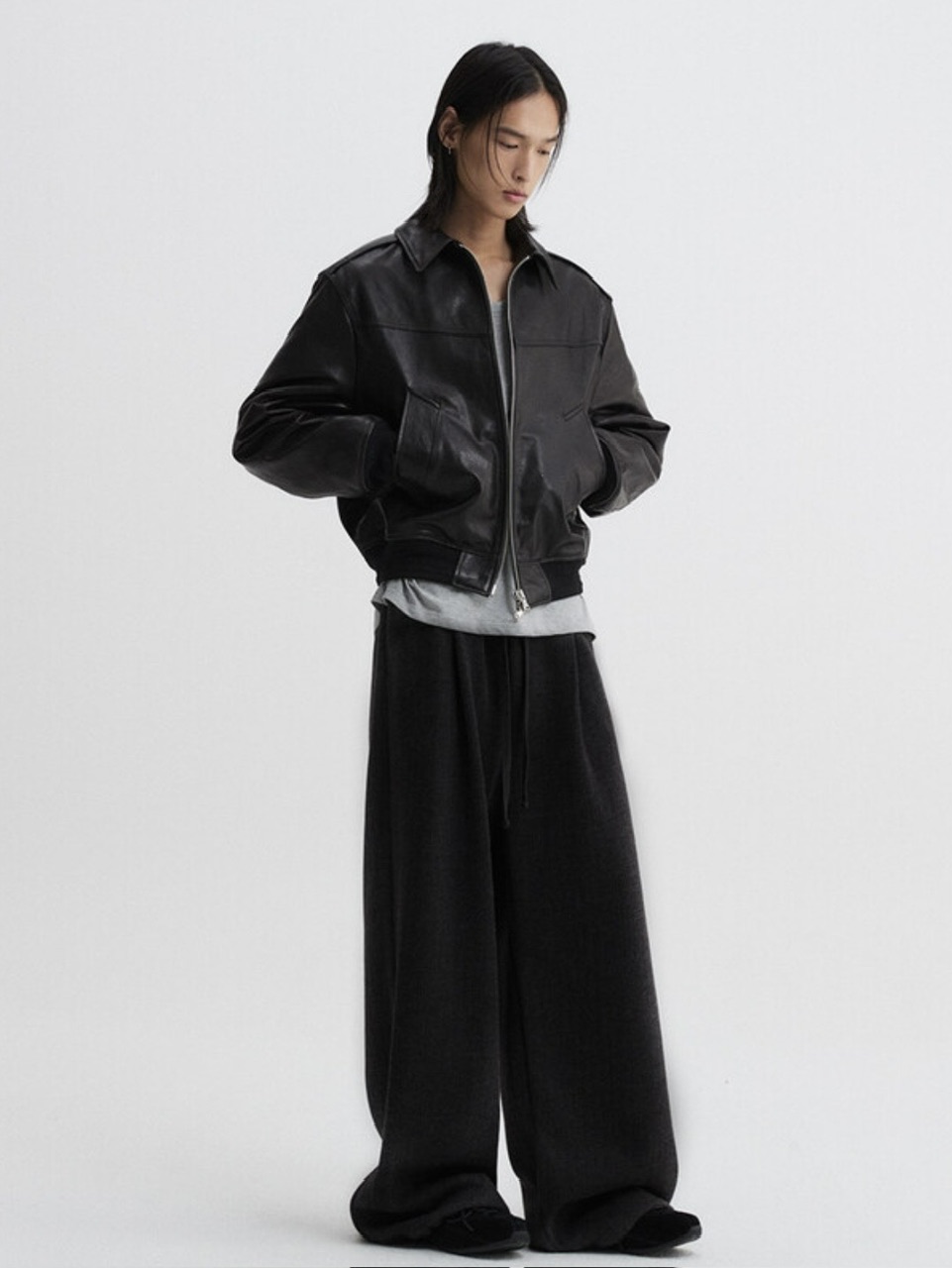 【DNSR】Knitted Banding Wide Pants