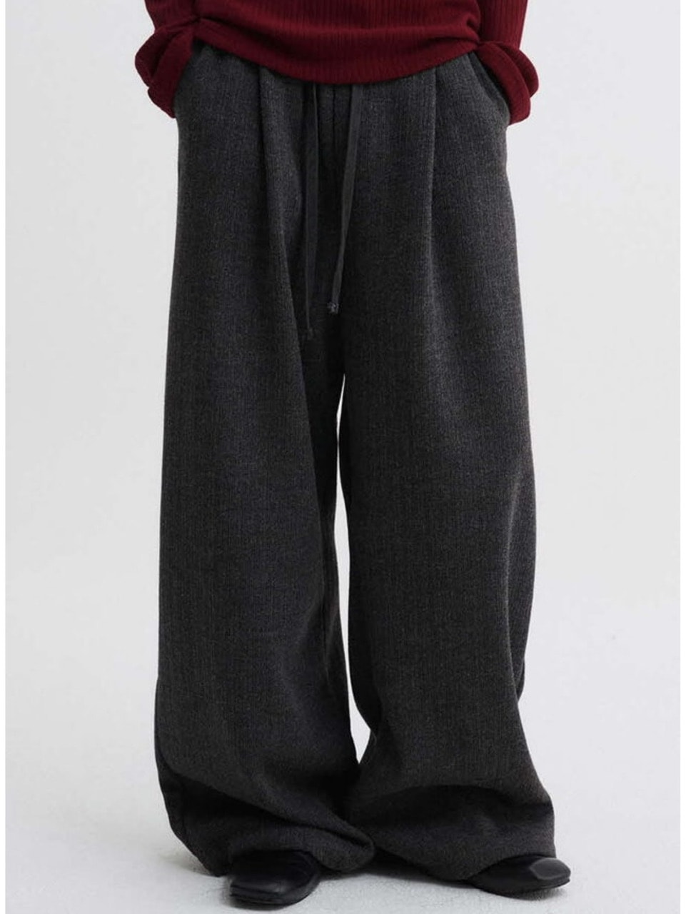 【DNSR】Knitted Banding Wide Pants