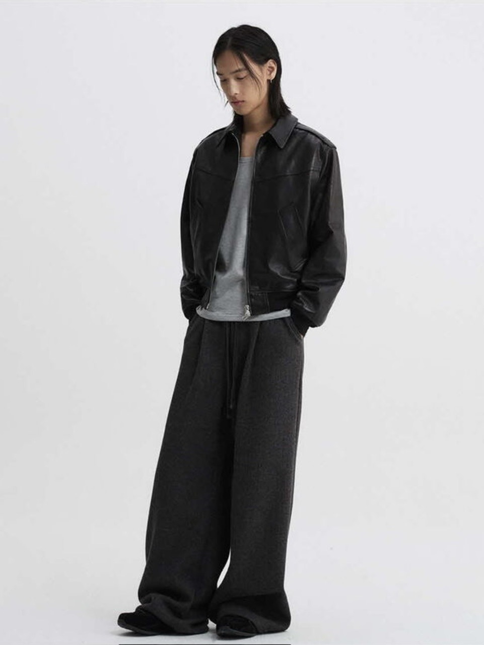 【DNSR】Knitted Banding Wide Pants