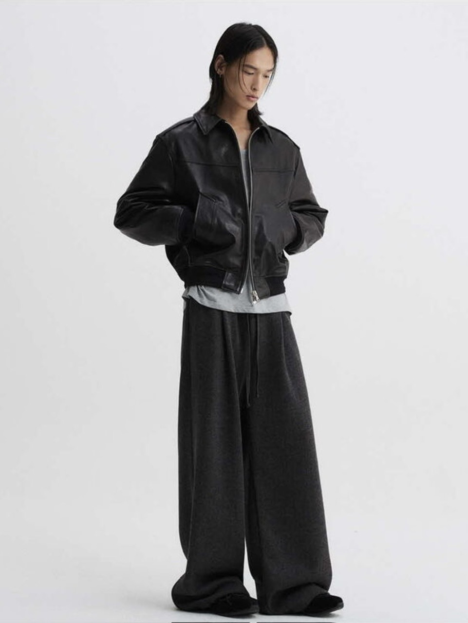 【DNSR】Knitted Banding Wide Pants