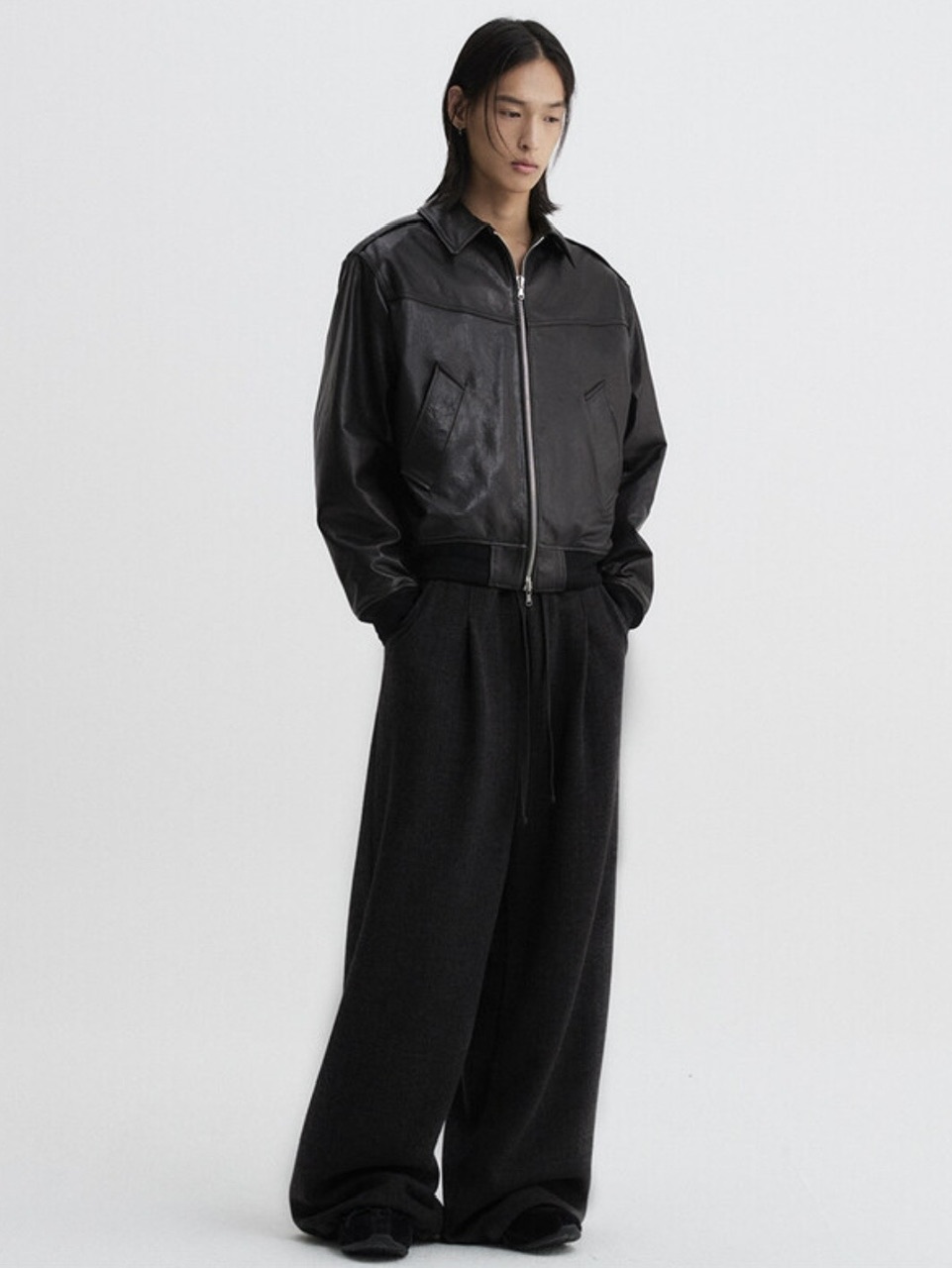 【DNSR】Knitted Banding Wide Pants