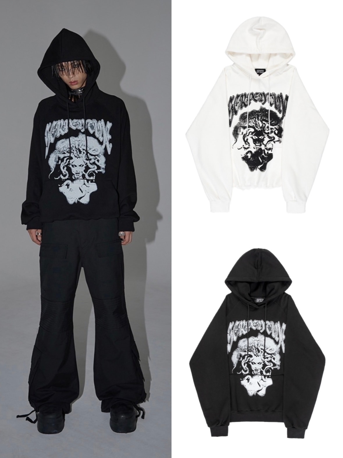 ◆SUNDAYOFFCLUB◆ Serpentine Grace Heavy Terry Hoodie Black SUNDAY OFF CLUB】SERPENTINE GRACE HEAVY TERRY HOODIE | OUR