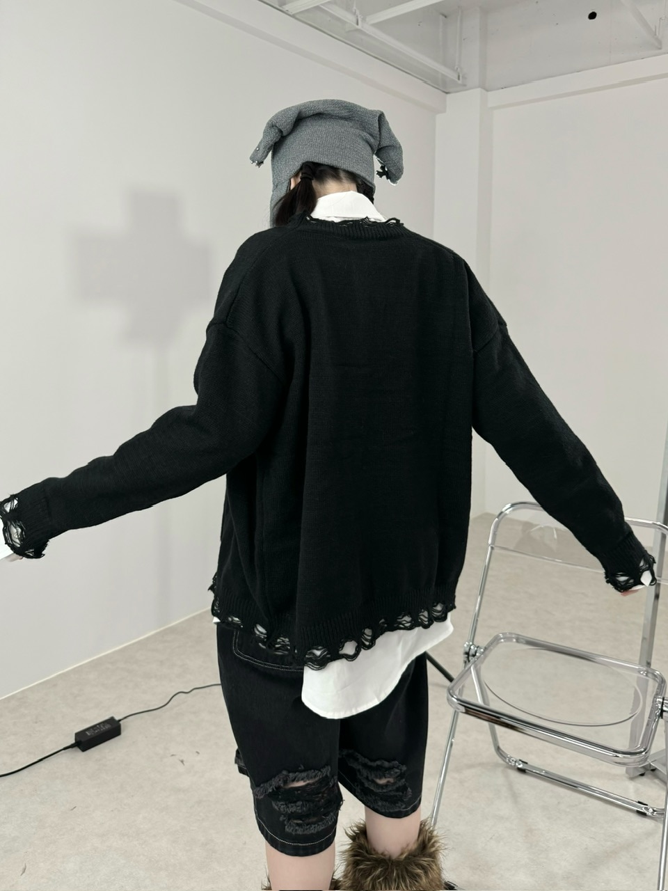 受注制【XU DOG】pin damage knit cardigan | OUR BRAND,XU DOG