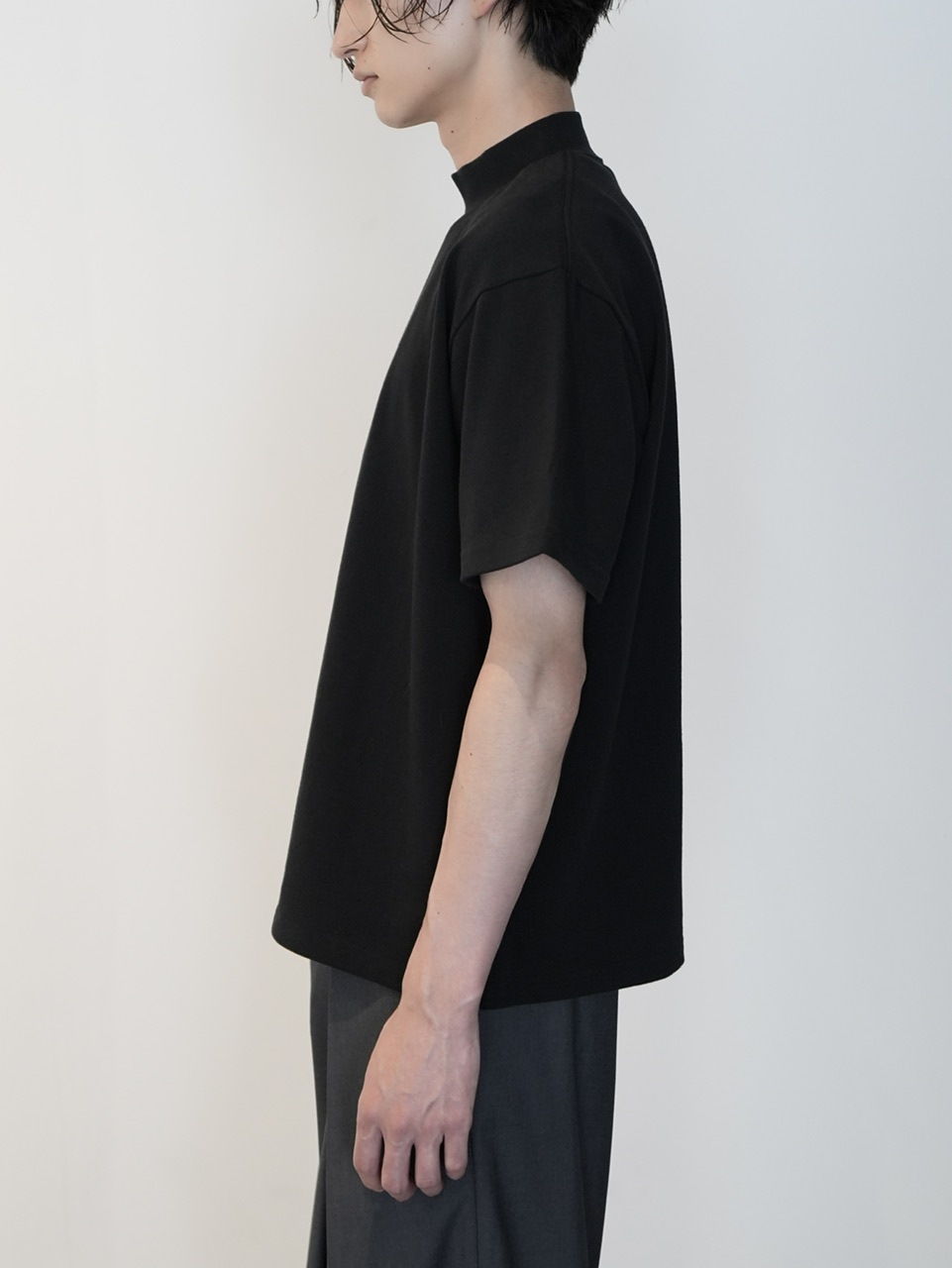 CS】Shoulder zip mockneck tee (black) / 【シーエス】ショルダー