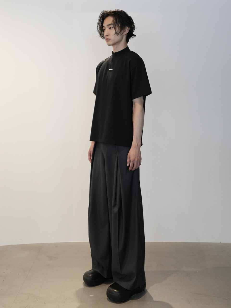 CS】Shoulder zip mockneck tee (black) / 【シーエス】ショルダー