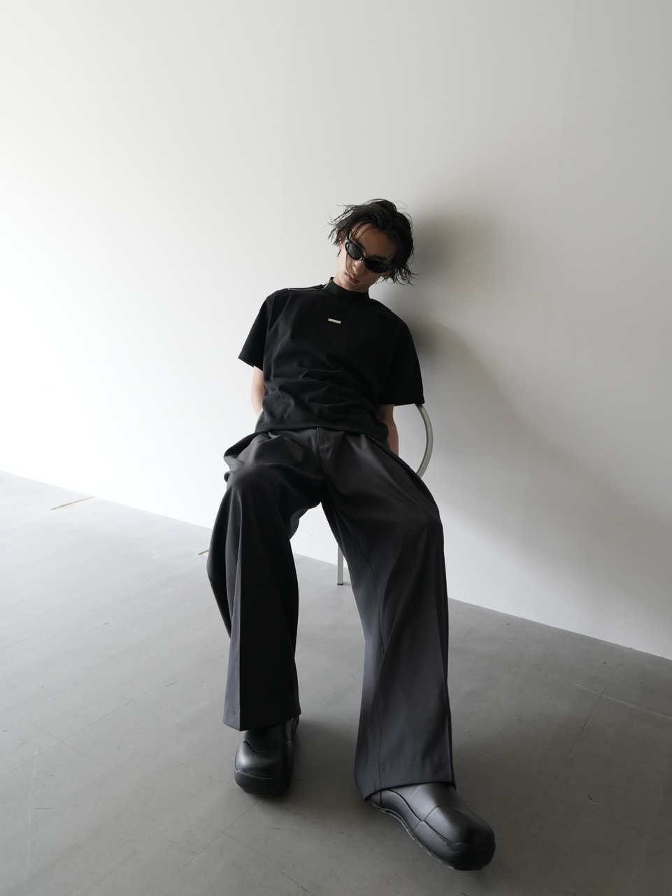 CS】Shoulder zip mockneck tee (black) / 【シーエス】ショルダー