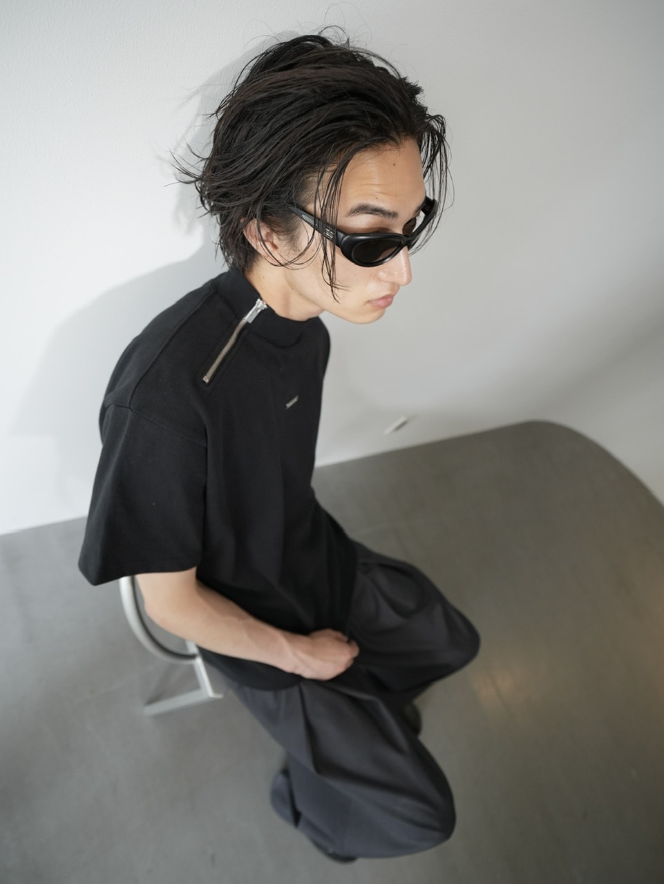 【CS】【Chikashitsu +】 mockneckdamageknit CS】mock neck damage knit (black) | OUR BRAND,Chikashitsu +