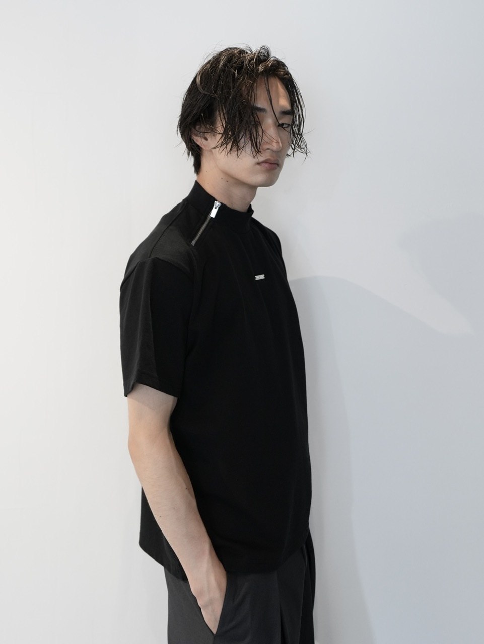 【CS】【Chikashitsu +】 mockneckdamageknit CS】mock neck damage knit (black) | OUR BRAND,Chikashitsu +