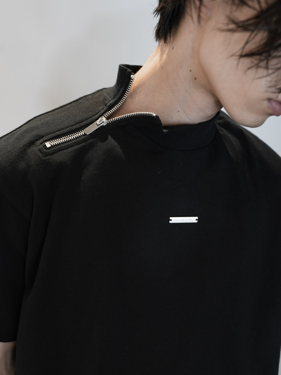 CS】Shoulder zip mockneck tee (black) / 【シーエス】ショルダー