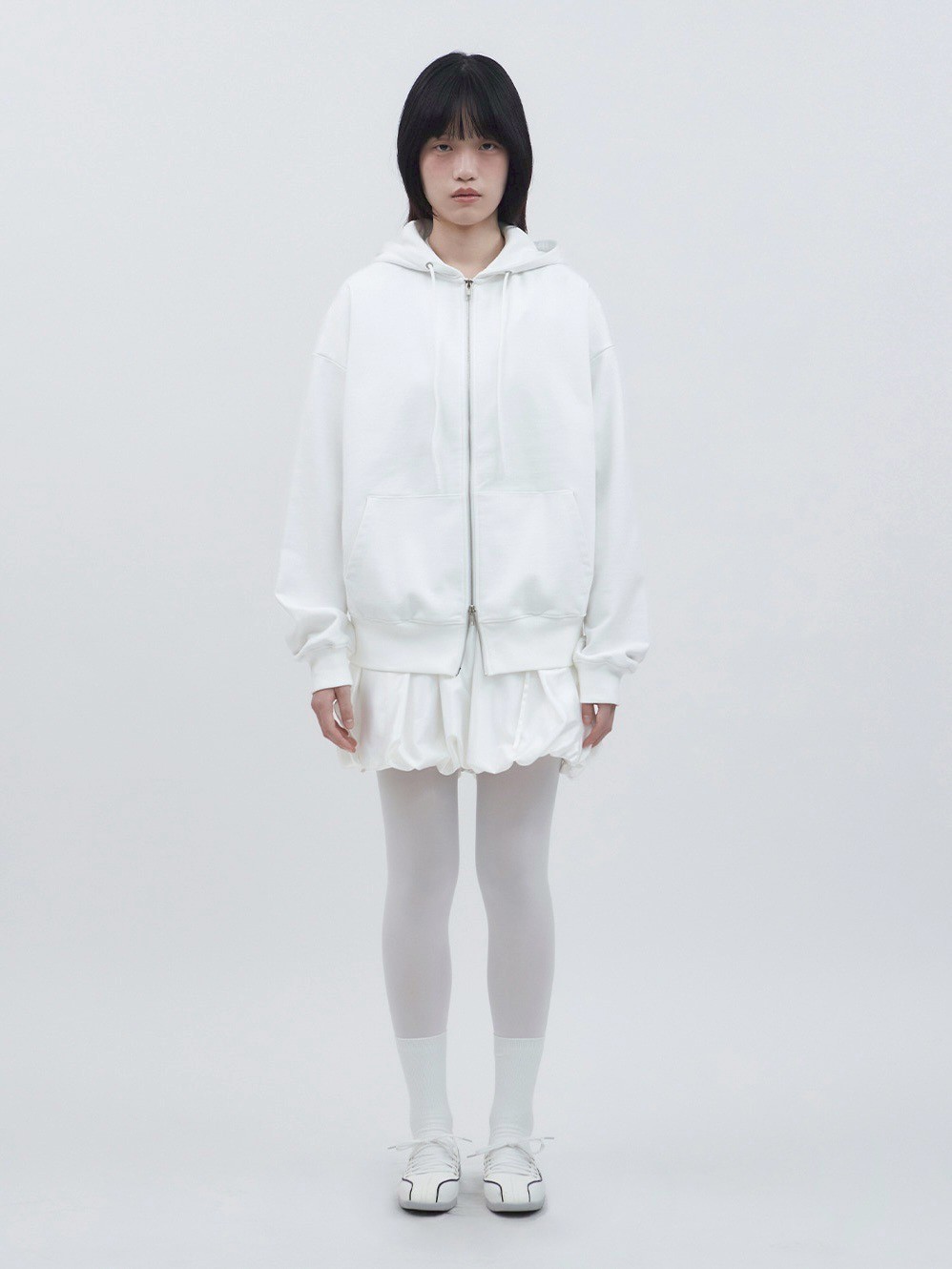 トップス COYSEIO RUFFLE LACE HOOD ZIP-UP WHITE Coyseio Ruffle Lace Hood Zip-Up - White | 하이츠스토어