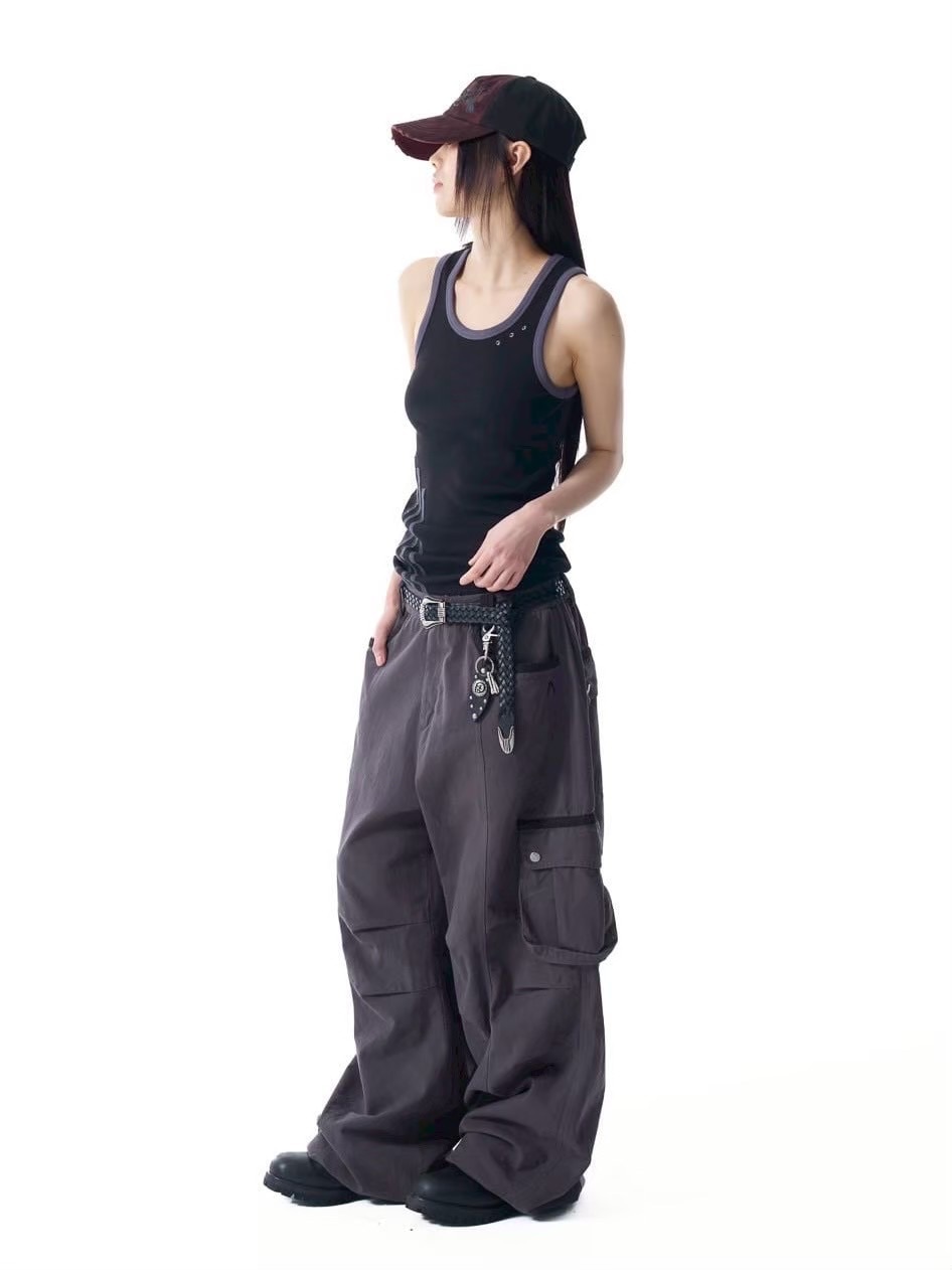 AAKAM】Knee Pin-tuck Contrast Cargo Pants | OUR BRAND,AAKAM