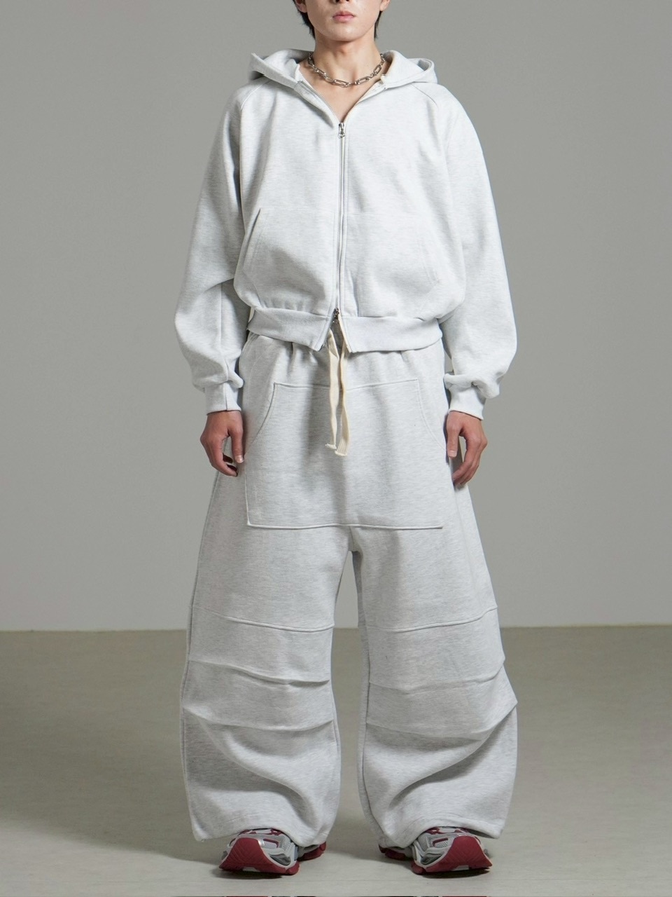 受注制【Chikashitsu +】heavy weight cotton cropped hoodie / 【チカシツプラス】ヘビーウェイトコットンクロップドパーカー (3color)