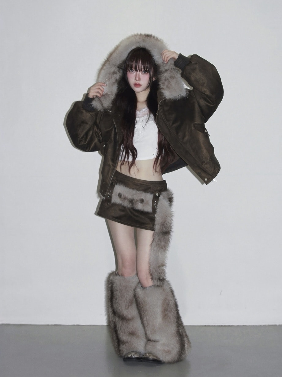 CHERRYQUIRI】suade fur hoodie jumper | OUR BRAND,CHERRYQUIRI