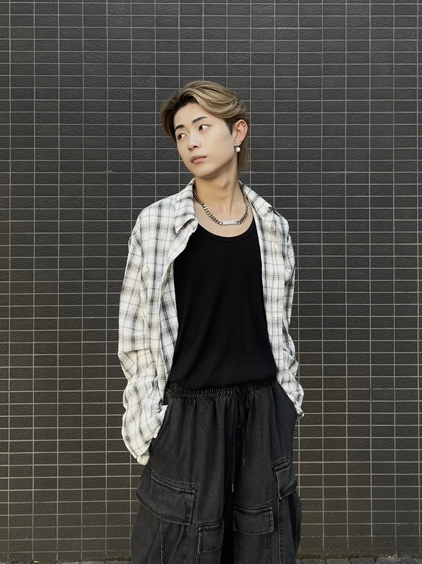 大阪店WEB限定受注制【Chikashitsu +】linen check shirt (3color