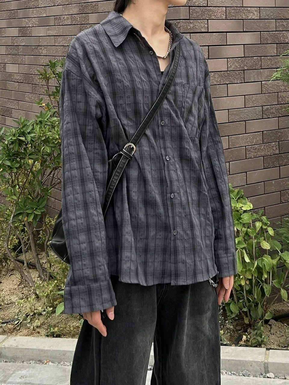 大阪店WEB限定受注制【Chikashitsu +】linen check shirt (3color