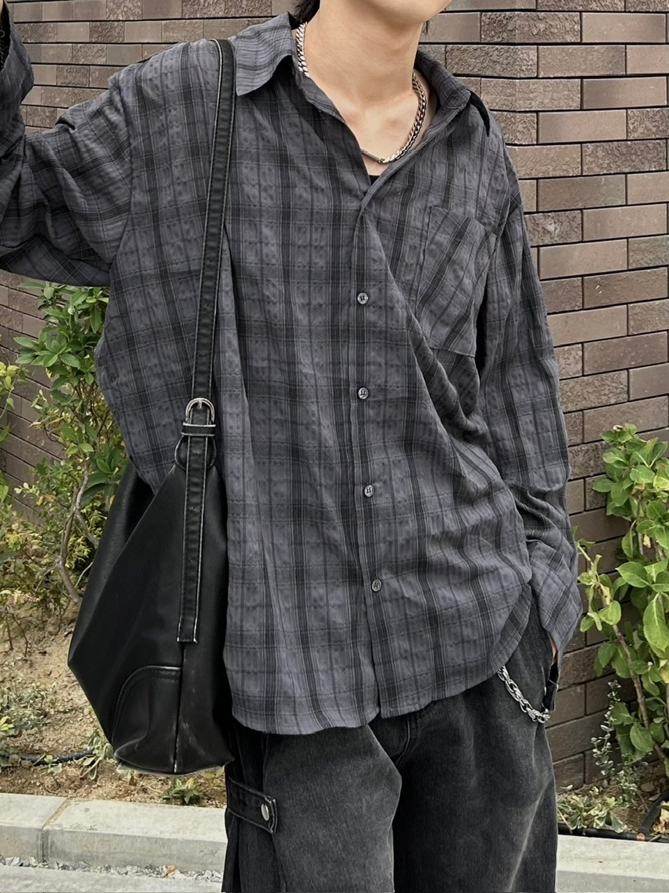 トップス Chikashitsu+ loose check shirt Never mind the XU / Chikashitsu+｜【Chikashitsu +】loose fit