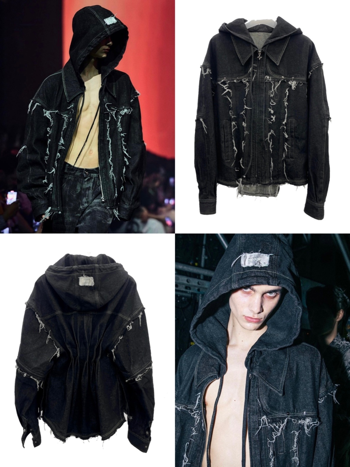 【BLUER/BLR】DAMAGED WORK DENIM HOOD JACET BLR BLUER】Denim Hooded Shirts Jacket | OUR BRAND,BLR BLUER