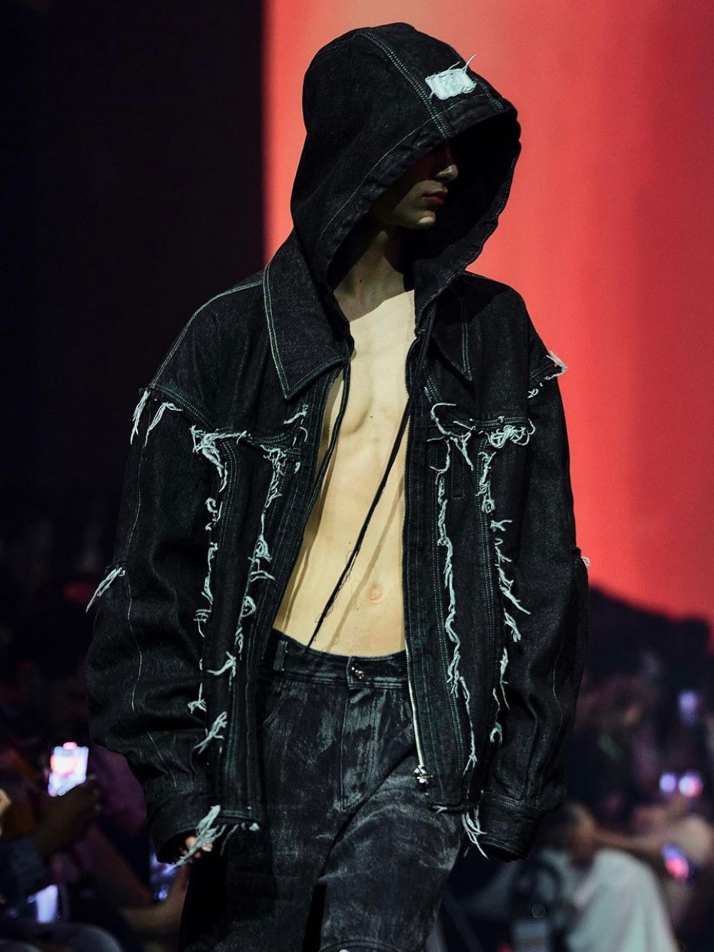 【BLUER/BLR】DAMAGED WORK DENIM HOOD JACET BLR BLUER】Denim Hooded Shirts Jacket | OUR BRAND,BLR BLUER