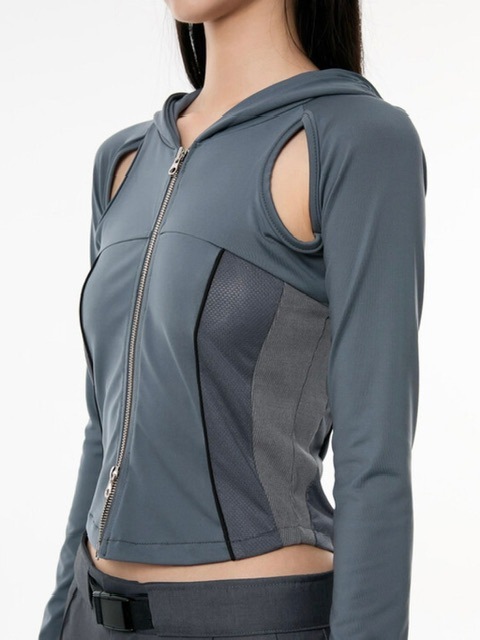 FLAREUP】19.Division Cut-out Hooded Zip-up | OUR BRAND