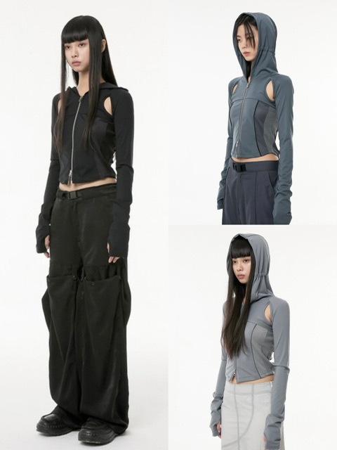 FLAREUP】19.Division Cut-out Hooded Zip-up | OUR BRAND