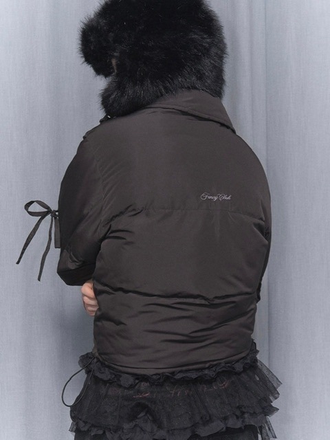 FANCY CLUB】RIBBON COLLAR SHORT PUFFER | OUR BRAND,FANCY