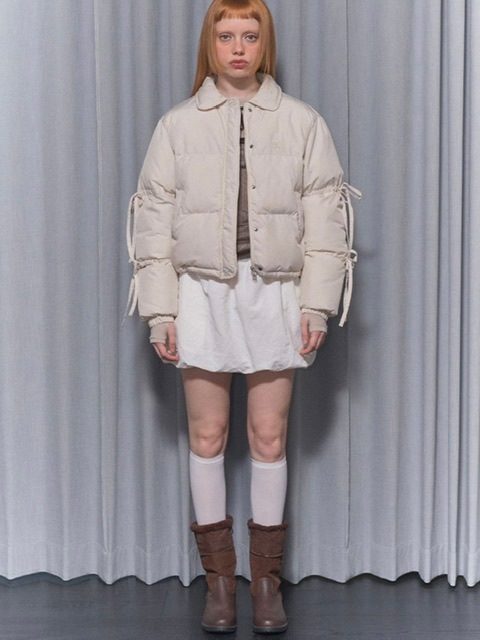 FANCY CLUB】RIBBON COLLAR SHORT PUFFER | OUR BRAND,FANCY