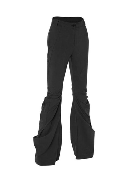 flareup asymmetrical drape pants 黒 FLAREUP(フレアアップ) - アシンメトリードレープパンツ