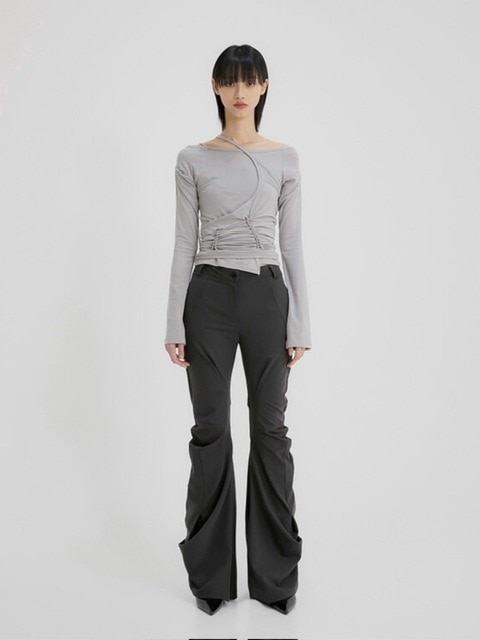 flareup asymmetrical drape pants 黒 FLAREUP】Asymmetrical Drape Pants | OUR BRAND,FLAREUP