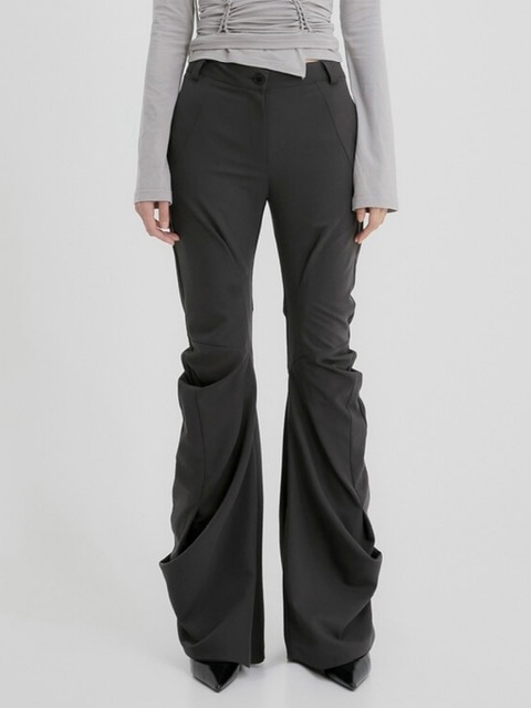FLAREUP Asymmetrical Drape Pants チャコール FLAREUP】Asymmetrical Drape Pants | OUR BRAND,FLAREUP