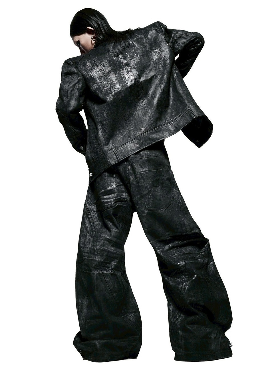 RICH】Black Waxed S-Wide Pants | OUR BRAND,RICH | PRESSING WEB SHOP